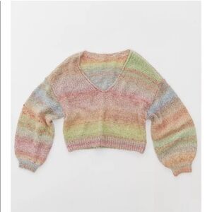 Urban Outfitters Lyra multicolor medium crop Pastel V-Neck Sweater